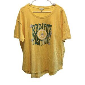 Wildfox Radiate Positivity Boho Hippy Daisy Graphic T Shirt Pale Yellow Size XL